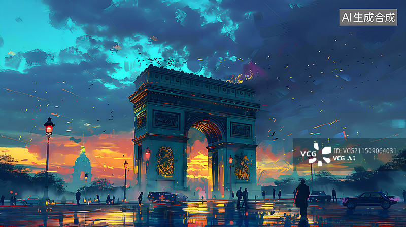 【AI数字艺术】艺术浪漫之都巴黎风光图片素材
