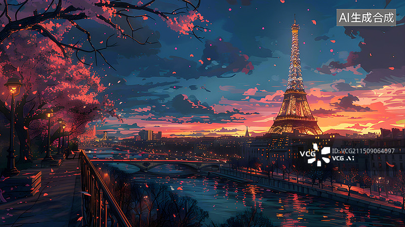 【AI数字艺术】艺术浪漫之都巴黎风光图片素材