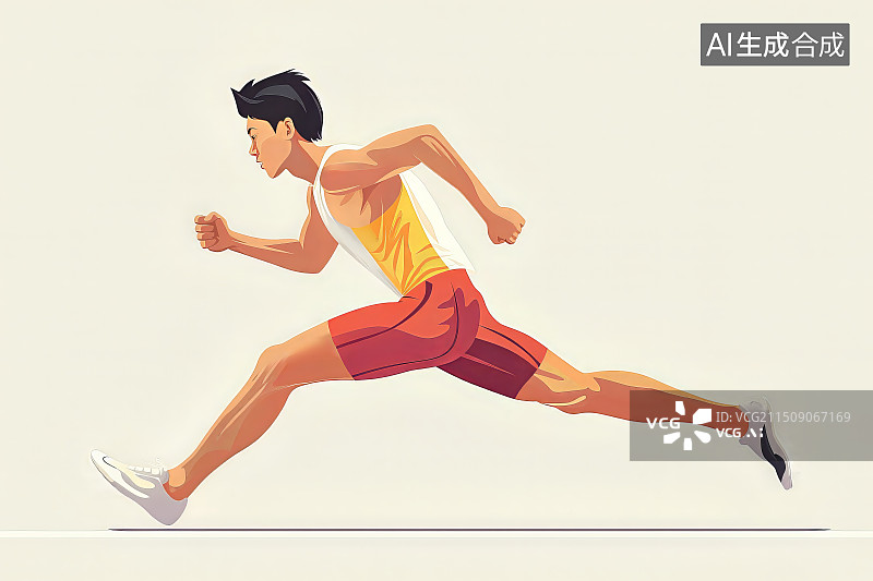【AI数字艺术】一个赛跑田径运动员跑步图片素材