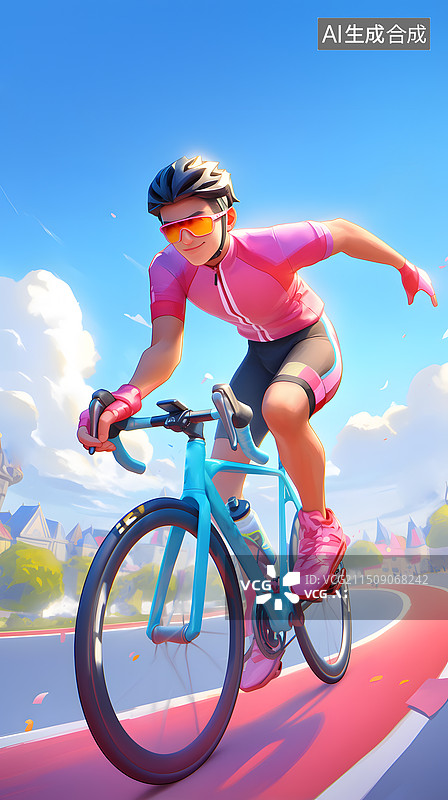 【AI数字艺术】男子自行车骑行比赛卡通3D图片素材