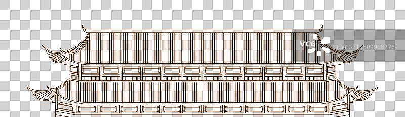 中式屋檐建筑线稿素材图片素材