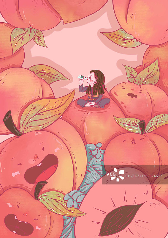 蜜桃水果人物乐园图片素材