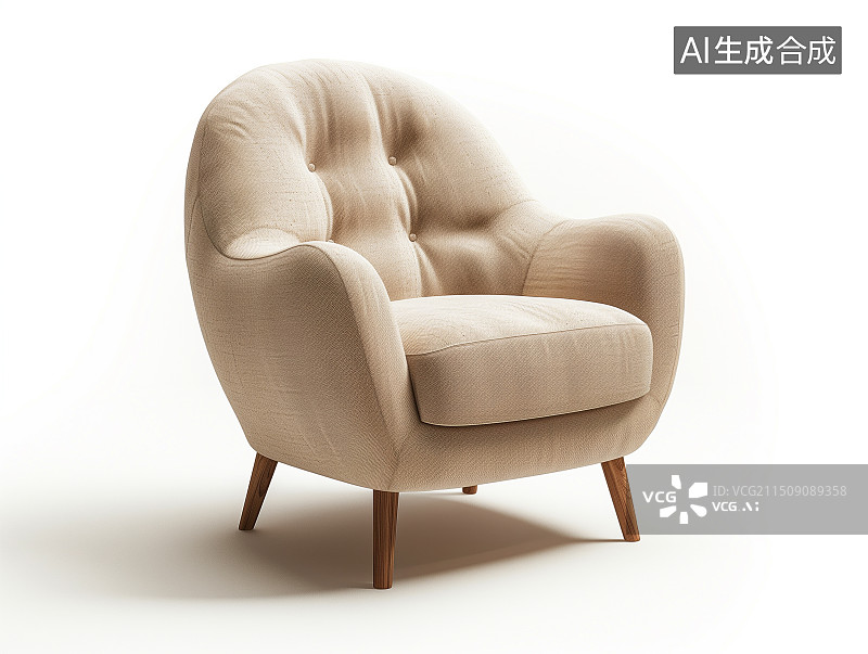 【AI数字艺术】米色背景的单人沙发图片素材