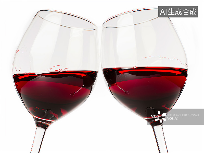 【AI数字艺术】白色背景下的两杯葡萄酒红酒图片素材