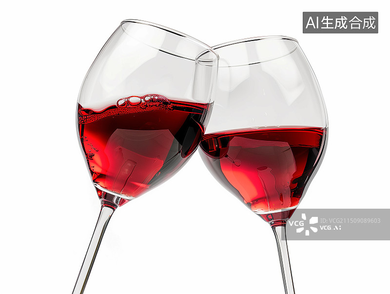 【AI数字艺术】白色背景下的两杯葡萄酒红酒图片素材