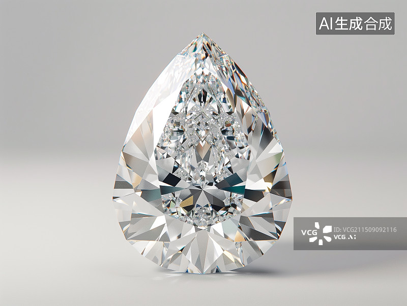 【AI数字艺术】白色背景的梨形钻石图片素材