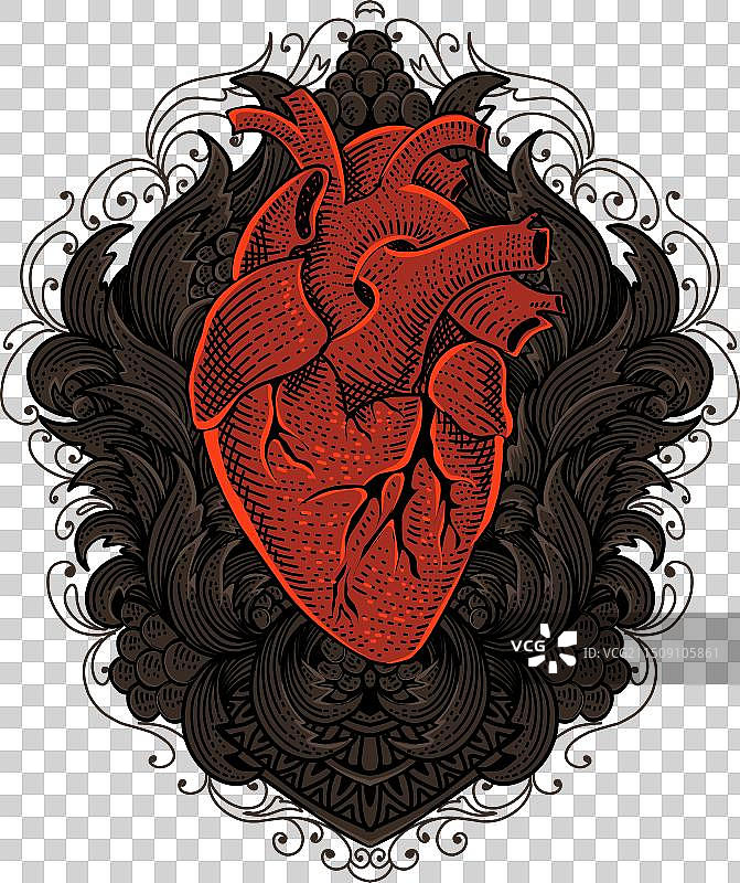 雕刻装饰的人类心脏图片素材