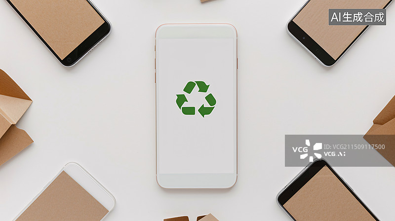 【AI数字艺术】手机回收电子垃圾设备回收环保生态能源插图图片素材