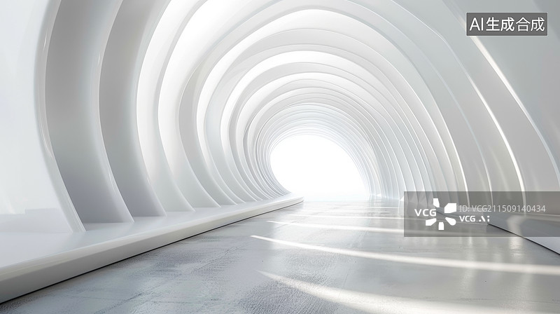 【AI数字艺术】科幻室内空间建筑图片素材