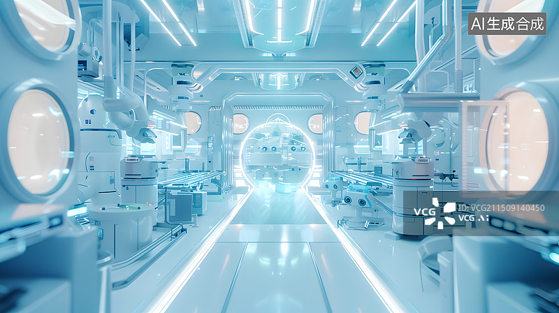 【AI数字艺术】白色无人实验室科技背景图图片素材