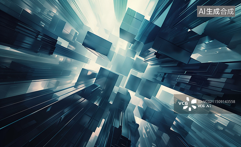 【AI数字艺术】低视角仰望未来科技建筑图片素材