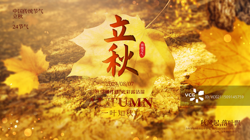 金色立秋二十四节气海报图片素材