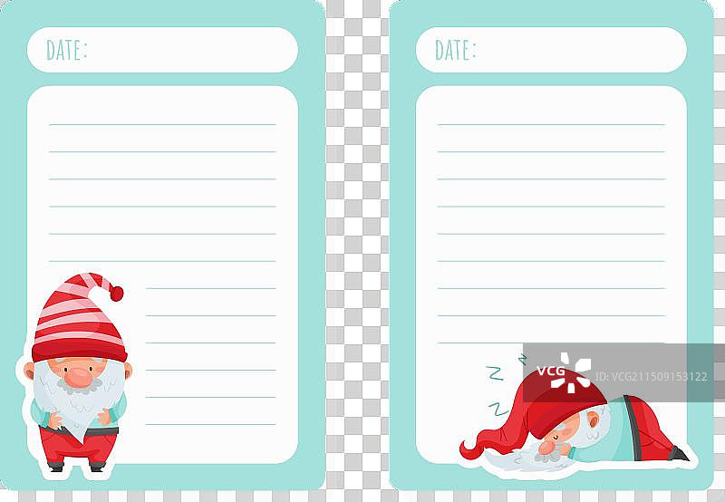 带有滑稽侏儒或矮人的便笺和提醒卡图片素材