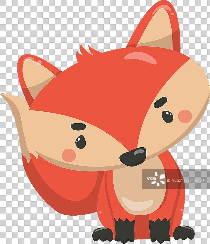 彩色卡通可爱小狐狸剪贴画图片素材
