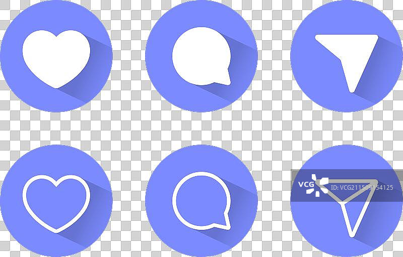 点赞、爱心、评论气泡和分享图标图片素材