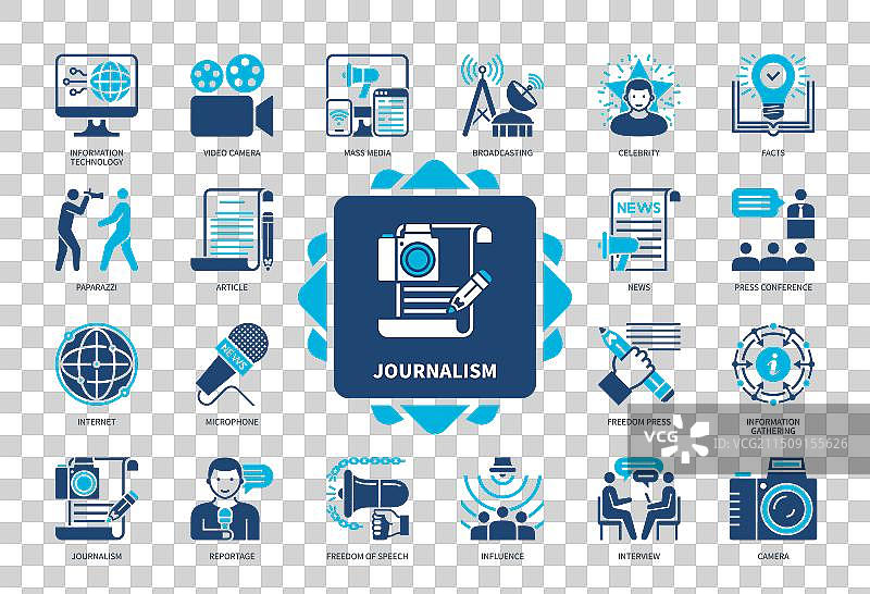 新闻业实心图标集图片素材