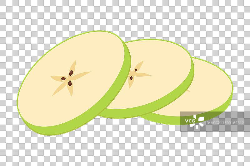 手绘时尚扁平风格的青苹果切片图片素材