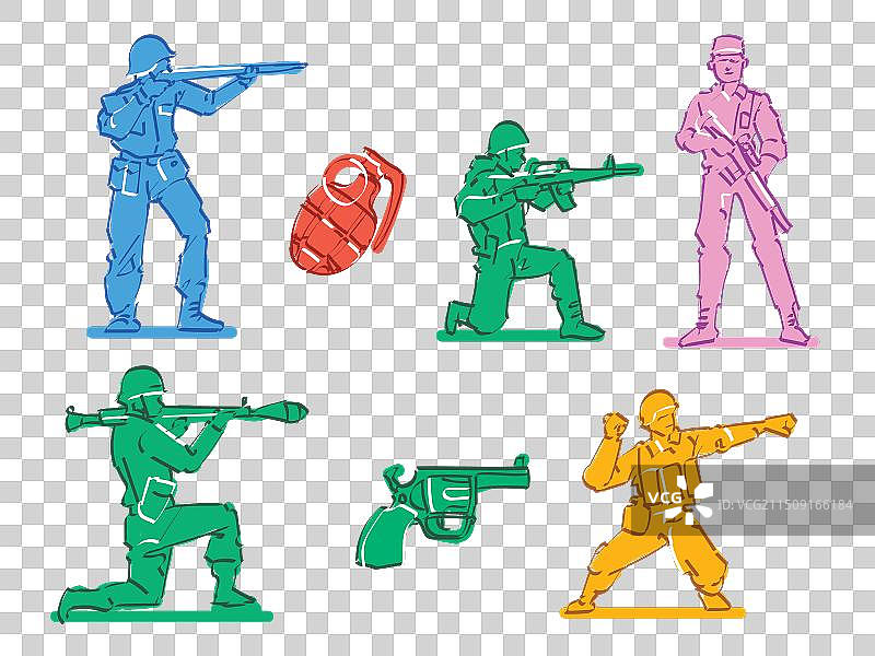 彩色微缩士兵模型图片素材