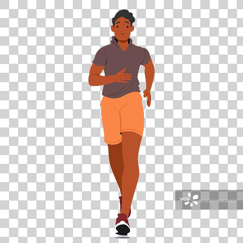 奔跑的年轻男子的正面景观图片素材