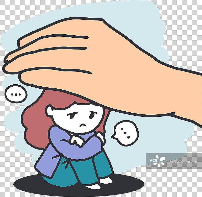 悲伤艺术中反思舒适的女孩图片素材