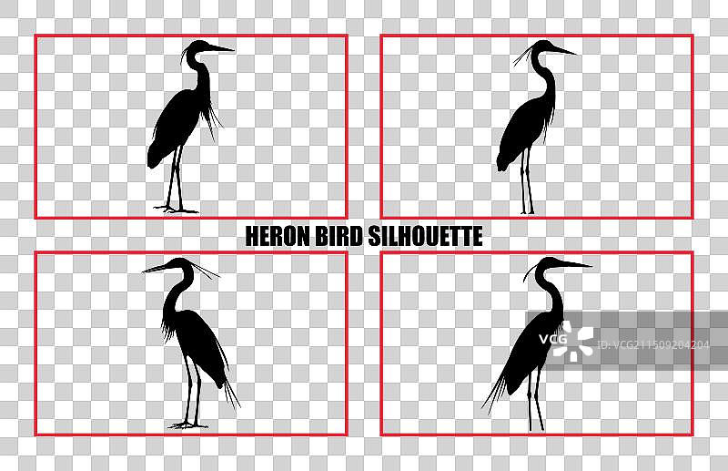 苍鹭鸟剪影图案图片素材