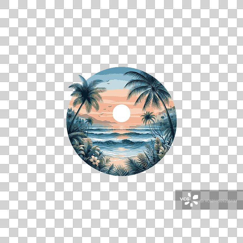 夏季日落艺术图标和图形图片素材