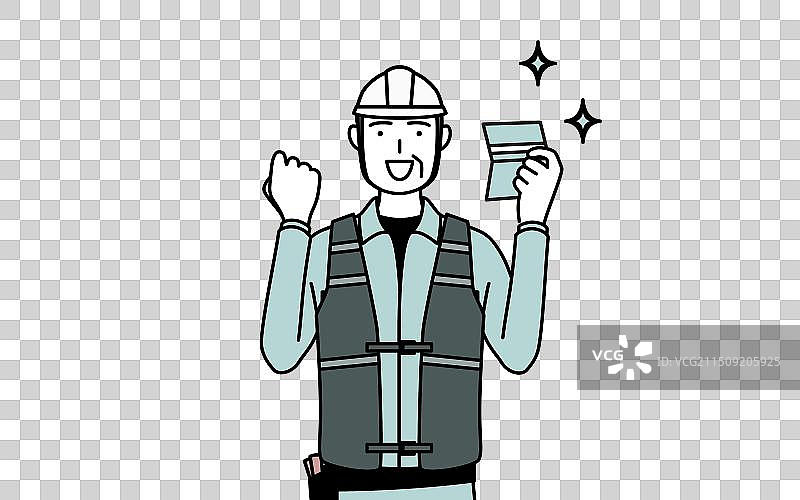 戴头盔和工作服的老年男性工程师图片素材