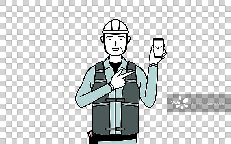 戴头盔和工装的年长男工程师图片素材