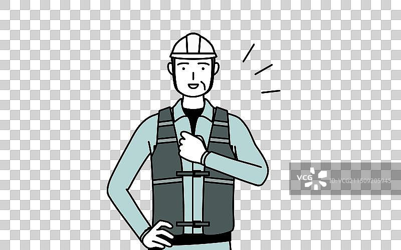 戴头盔和工装的年长男工程师图片素材