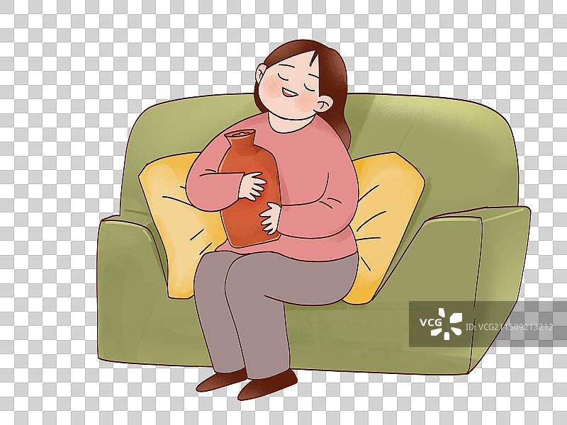 抱着暖水袋取暖图片素材