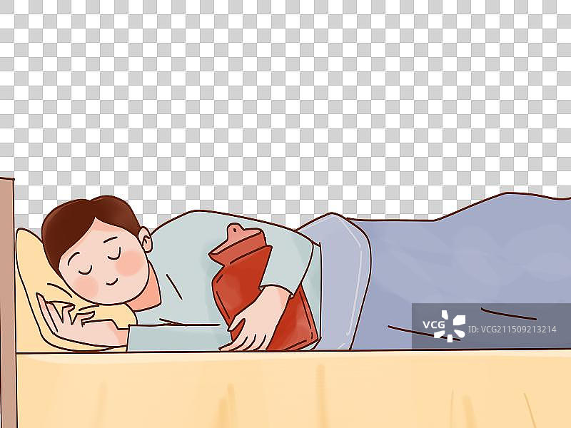 抱着暖水袋取暖图片素材