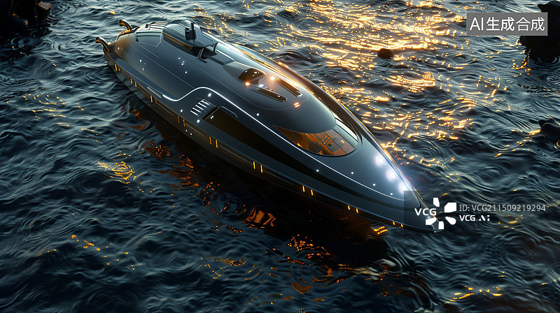 【AI数字艺术】水中未来游艇场景图片素材