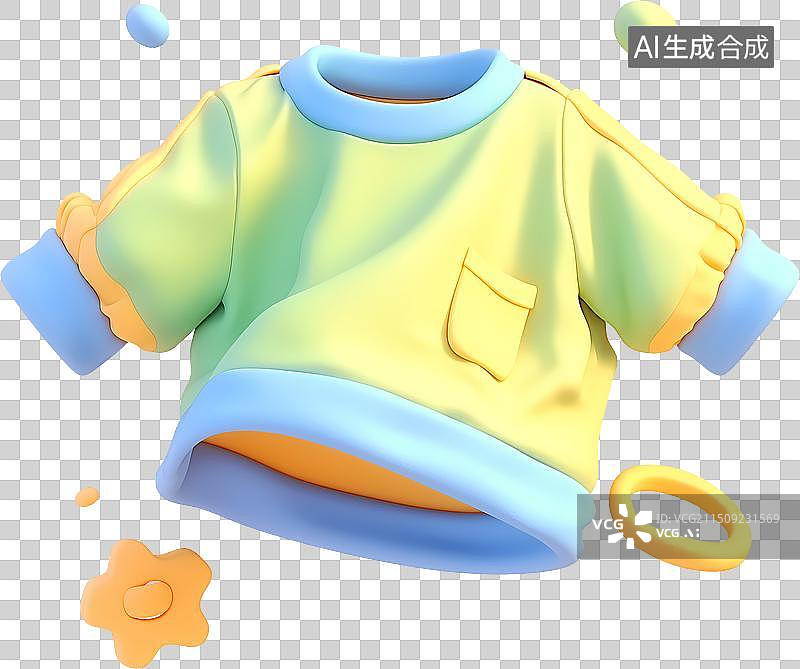 【AI数字艺术】一件时尚卫衣多巴胺配色三维插画图片素材