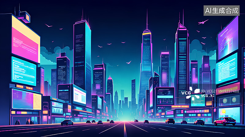 【AI数字艺术】未来城市插画图片素材