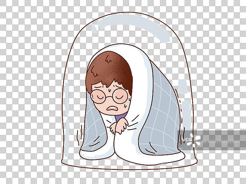 在玻璃罩里的自闭的男孩图片素材