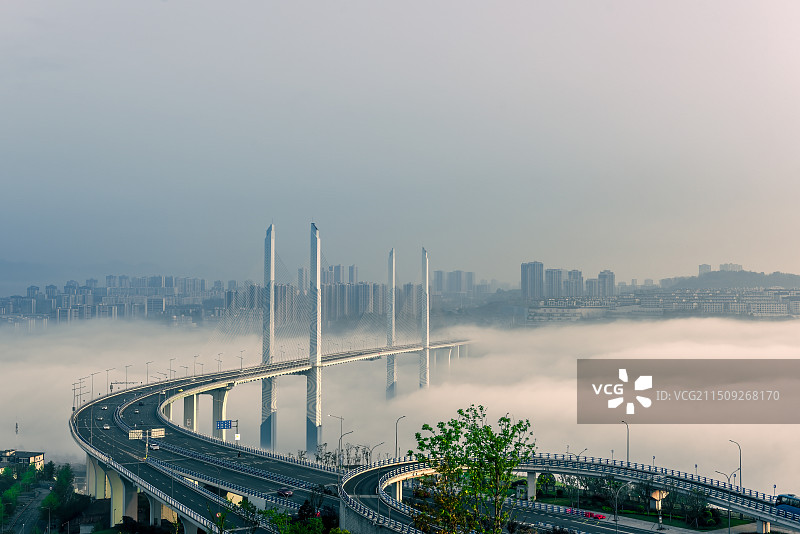 重庆城市云海景观-嘉陵江大桥图片素材