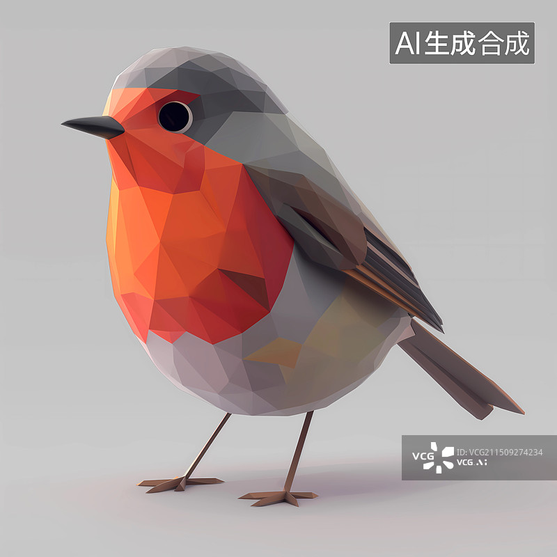 【AI数字艺术】低多边形风格动物元素——鸟图片素材