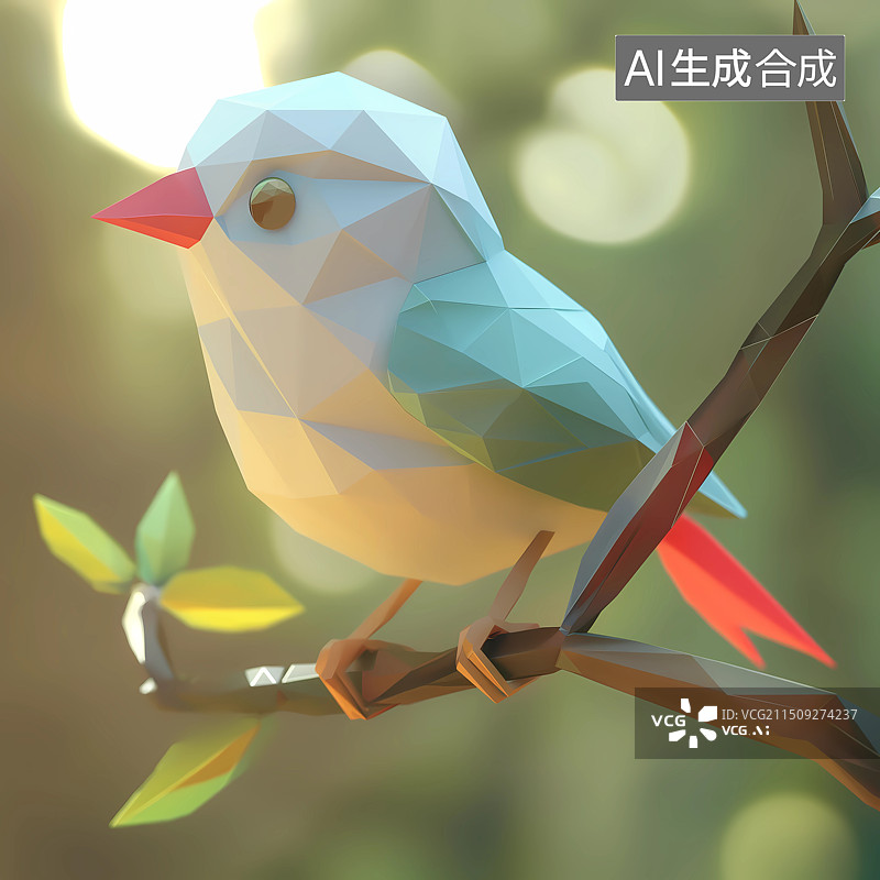 【AI数字艺术】低多边形风格动物元素——鸟图片素材