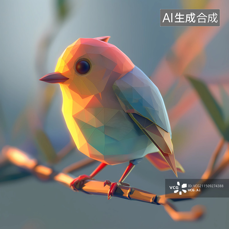 【AI数字艺术】低多边形风格动物元素——鸟图片素材