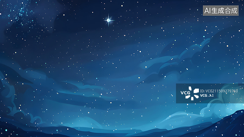 【AI数字艺术】夜晚星空插画图片素材