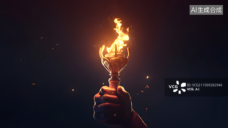 【AI数字艺术】奥运圣火卡通插画图片素材