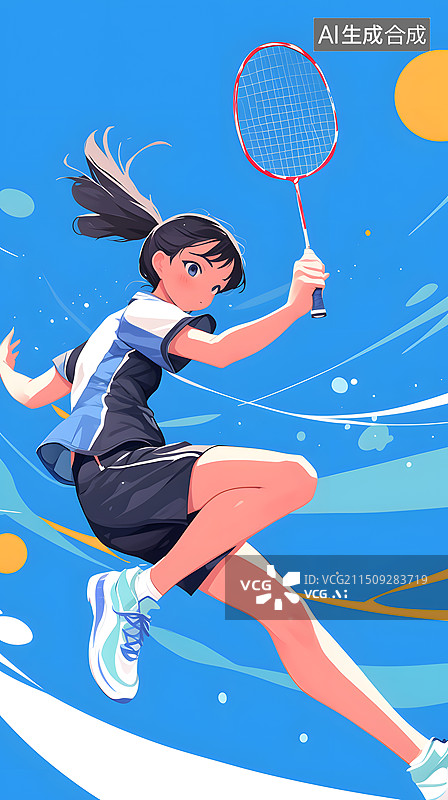【AI数字艺术】羽毛球运动会体育运动卡通插画图片素材