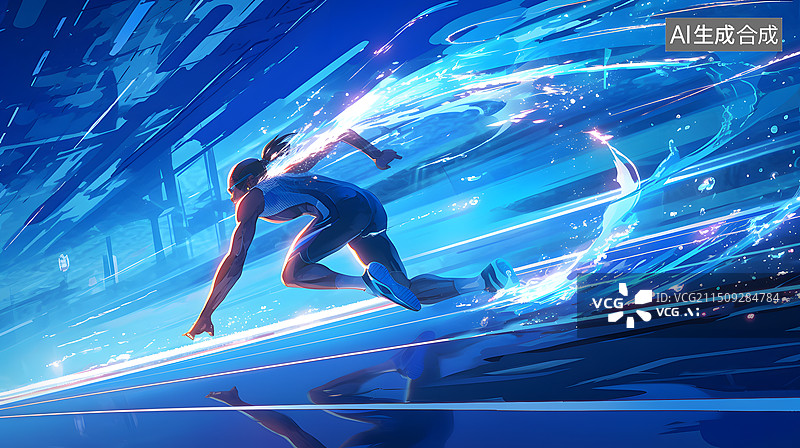 【AI数字艺术】跑步运动会体育运动卡通插画图片素材