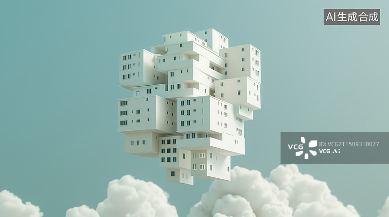 【AI数字艺术】空中建筑图片素材