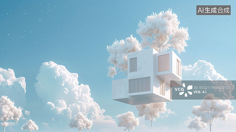 【AI数字艺术】空中建筑图片素材