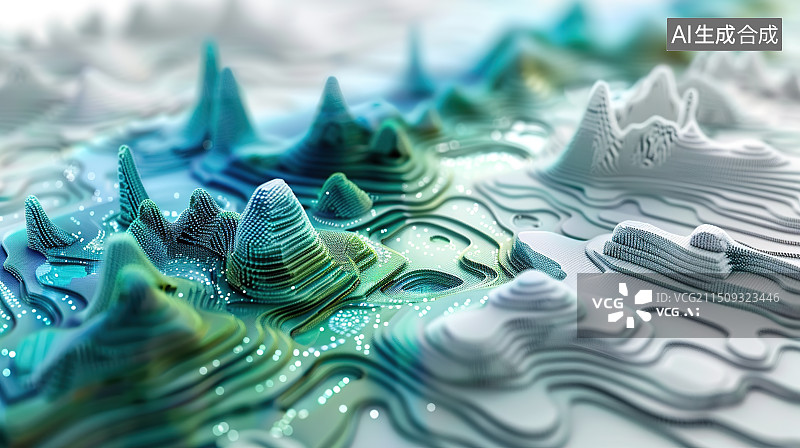 【AI数字艺术】三维地形 分割图形图片素材