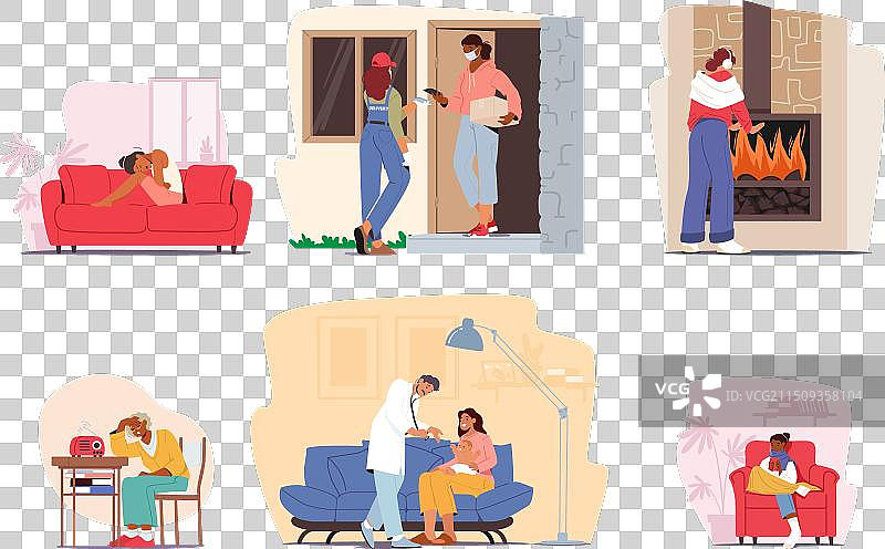 面色苍白、眼神疲惫的生病人物合集图片素材