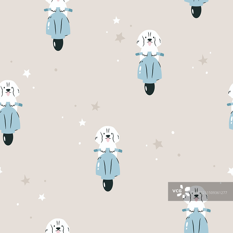 卡通史宾格犬无缝图案图片素材