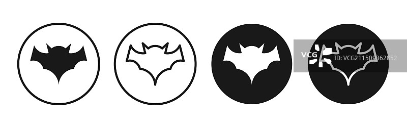 蝙蝠图标，黑色填充轮廓样式图片素材