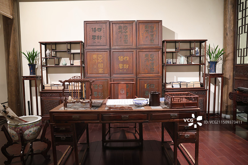 山西博物院，书房摆设图片素材